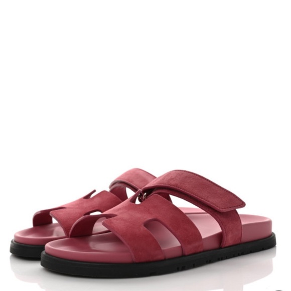 RARE Hermes Suede Chypre Sandals Rose Aphrodite Pink Size 40 - Picture 3 of 11